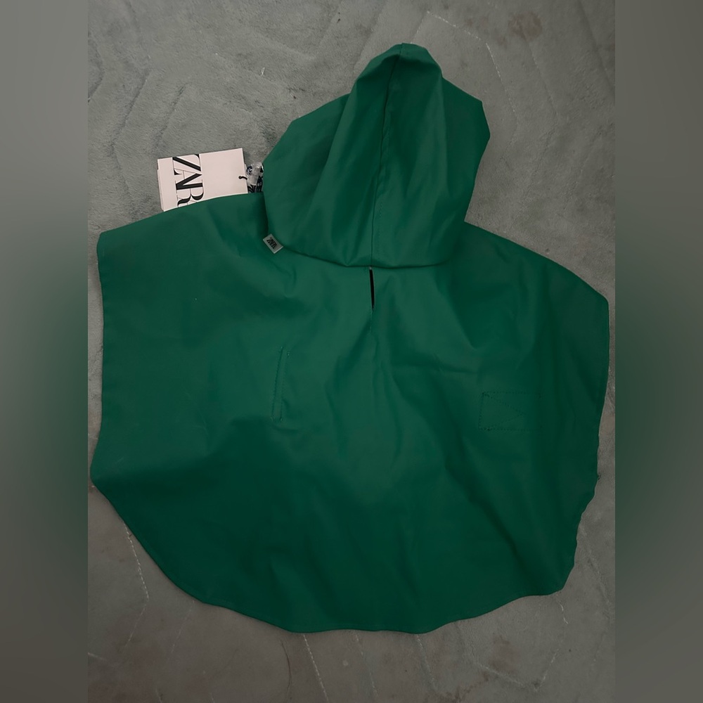 Zara Green Hooded Rain Coat